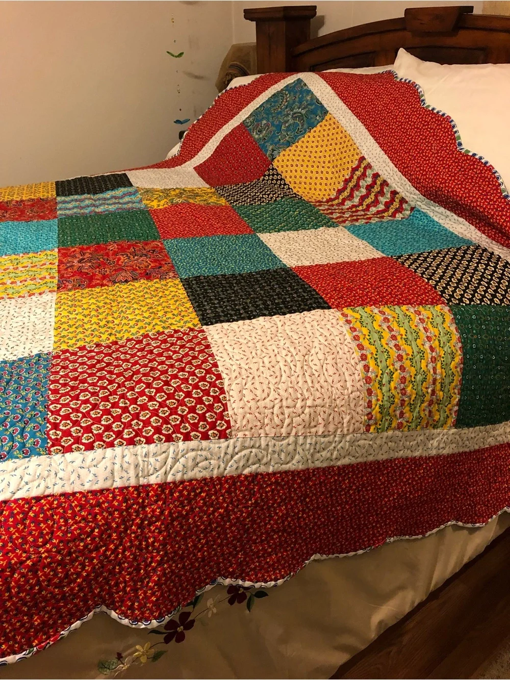 HAND PIECED  - ONE OF A KIND  Multicolor Patchwork Quilt